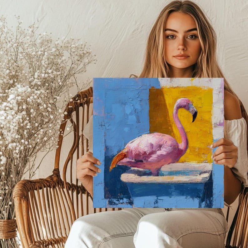 Flamingo In Bathtub Wall Art, Canvas Or Poster, Funny Bathroom Decor, Tropical Home Decor, Bird Wall Art, Unique Wall Hanging, Flamingo Gift - Image 5