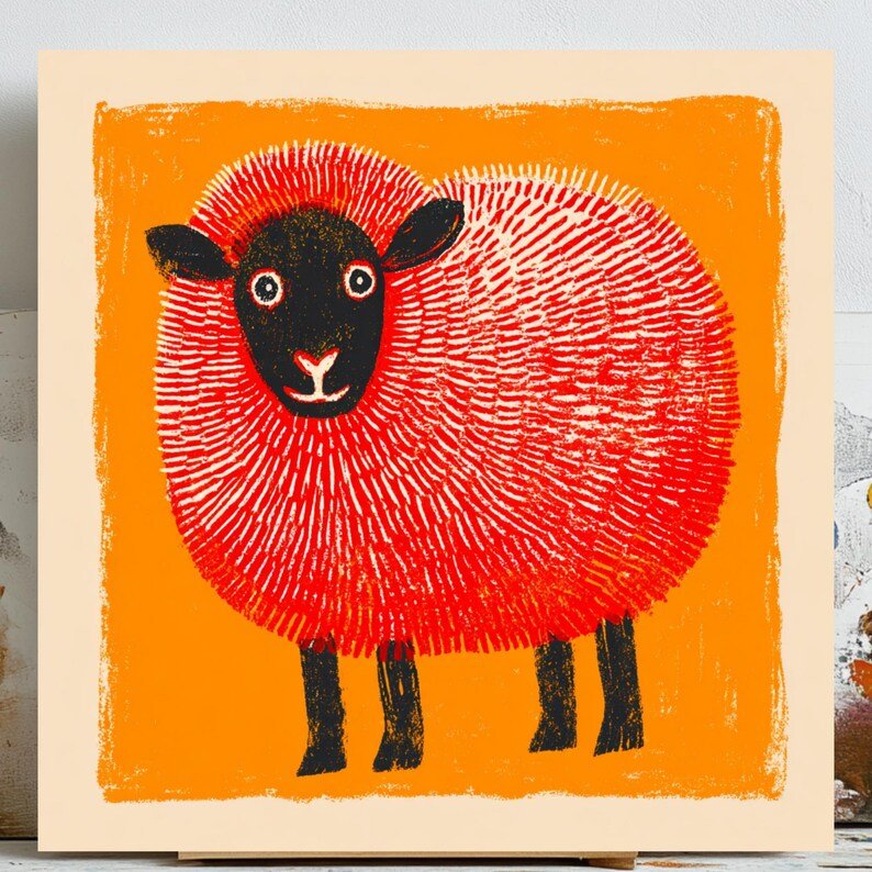 Pink Sheep Wall Art, Canvas Or Poster, Whimsical Animal Decor, Kids Room Nursery Wall Art, Farmhouse Country Home Decor, Pastel Artwork