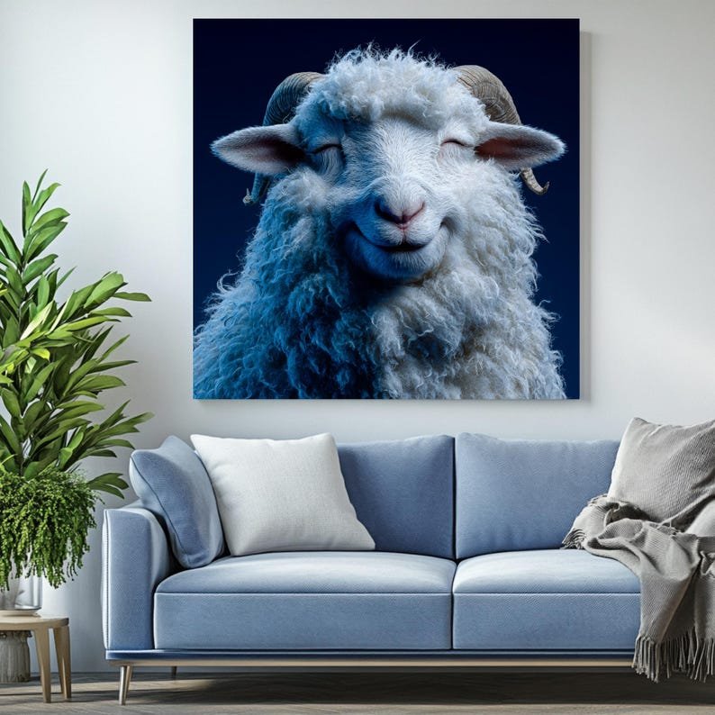 Cute Sheep Wall Art, Canvas Or Poster, Farmhouse Decor, Nursery Wall Art, Kids Room Decor, Animal Print, Unique Sheep Gift, Home Decor - Image 4