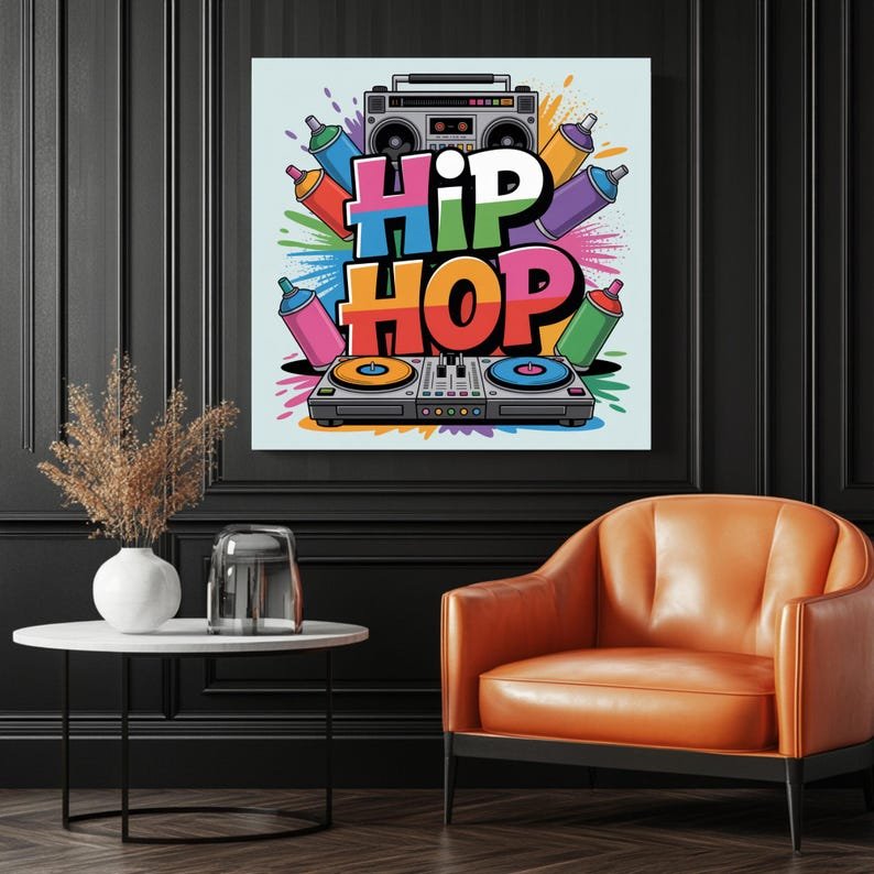 Graffiti Hip Hop Wall Art, Canvas or Poster, DJ Studio Room Decor, Modern Music Artwork, Home Wall Hanging, Vibrant Urban Theme,Art For Gift - Image 3