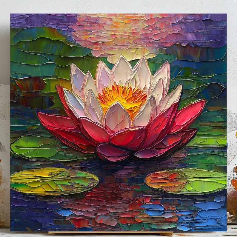 Lotus Flower Wall Art, Canvas Or Poster, Floral Wall Decor, Pink & White Lotus, Flower Wall Hanging, Home Decor, Flower Art