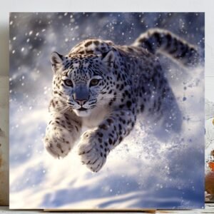 Snow Leopard Poster: Arctic Wildlife Print, Big Cat Wall Art