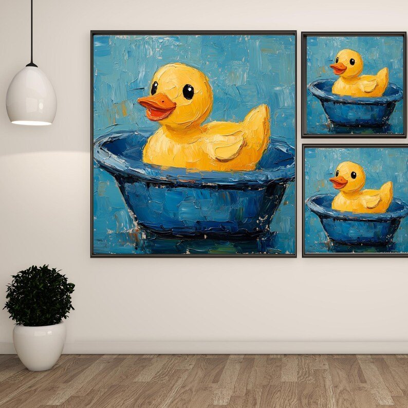 Duck In Bathtub, Canvas or Poster, Funny Bathroom Wall Art, Cute Animal Decor, Bathroom Wall Hanging, Modern Home Wall Art, Kids Bathroom - Image 2