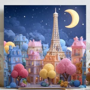 3d Paris Wall Art, Canvas Or Poster, Kids Decor, Whimsical Wall Decor, Paris Art Print, Nursery Wall Art, Eiffel Tower Decor
