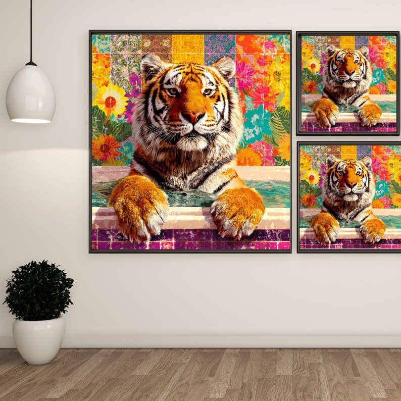 Tiger In Bathtub , Canvas Or Poster , Bathroom Wall Decor, Nursery Wall Art, Bathroom Wall Art, Animal Decor, Tiger Decor, Tiger Wall Art - Image 2