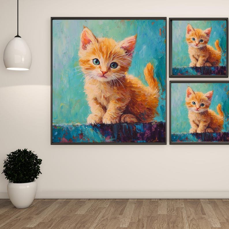Orange Kitten Wall Art, Canvas Or Poster, Rustic Farmhouse Decor, Living Room Wall Art, Nursery Wall Art, Gallery Wall Art,Eclectic Wall Art - Image 2
