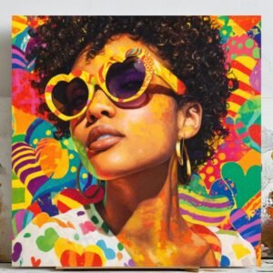 Afro Woman Pop Art, Canvas Or Poster, Colorful Portrait Decor, Living Room Decor, Contemporary Art, Home Wall Art, Fashion Art