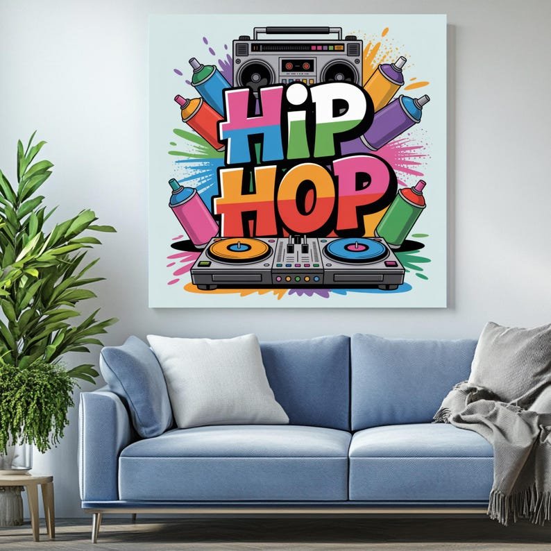 Graffiti Hip Hop Wall Art, Canvas or Poster, DJ Studio Room Decor, Modern Music Artwork, Home Wall Hanging, Vibrant Urban Theme,Art For Gift - Image 4