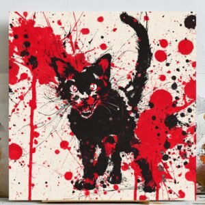 Abstract Cat Wall Art, Canvas Or Poster, Animal Print, Modern Home Wall Decor, Whimsical Cat Painting, Boho Wall Hanging, Cat Lover Gift