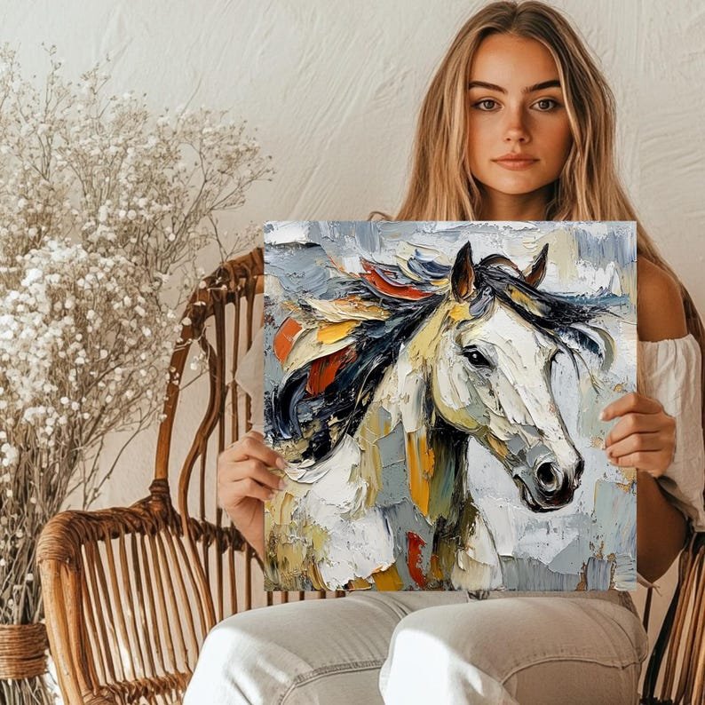 Abstract Horse Wall Decor, Canvas or Poster, Animal Art Print, Rustic Contemporary Wall Hanging, Living Room Bedroom Art, Equestrian Gift - Image 5