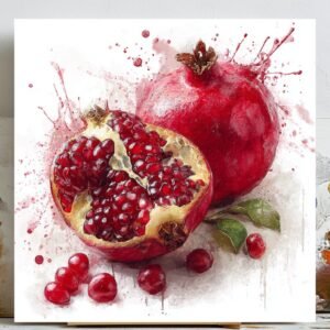 Pomegranate Wall Art, Canvas Or Poster, Fruit Decor, Kitchen Decor, Dining Decor, Home Office Decor, Botanical Wall Hanging, Fruit Art