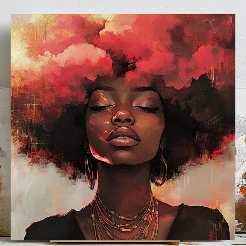 Black Woman Wall Art, Poster Or Canvas, Afrocentric Home Decor, African American Art, Melanin Art, Black Art, Empowerment Wall Art