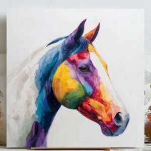 Horse Wall Art, Canvas or Poster, Abstract Contemporary Decor, Living Room Bedroom Office Children's Room Wall Art, Vibrant Colorful Equine