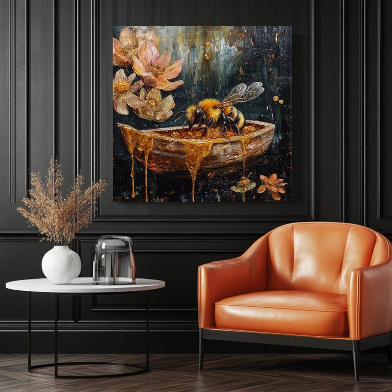 Honey Bee Floral Art Print: Earthy Boho Home Decor - Image 3