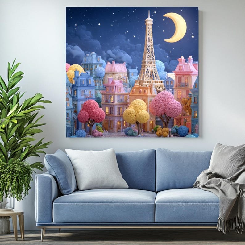 3d Paris Wall Art, Canvas Or Poster, Kids Decor, Whimsical Wall Decor, Paris Art Print, Nursery Wall Art, Eiffel Tower Decor - Image 3