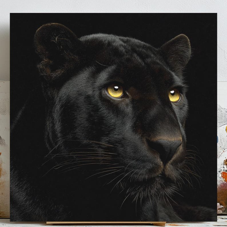 Black Panther Wall Art, Canvas Or Poster, Panther Portrait, Animal Wall Hanging, Wildlife Decor, Living Room Bedroom Decor, Woodland Animal