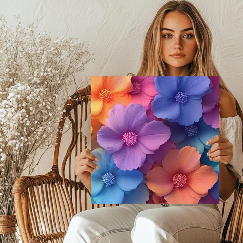 Abstract Floral Art Print: Colorful Rainbow Petals Poster - Image 5