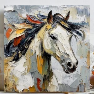 Abstract Horse Wall Decor, Canvas or Poster, Animal Art Print, Rustic Contemporary Wall Hanging, Living Room Bedroom Art, Equestrian Gift