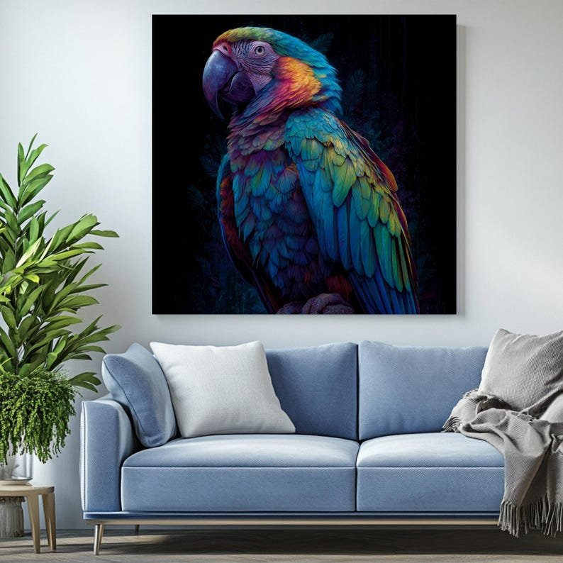 Macaw Wall Art, Canvas or Poster, Bird Decor, Living Room Decor, Parrot Wall Art, Home Wall Art, Unique Wall Hanging, Bedroom Art - Image 4