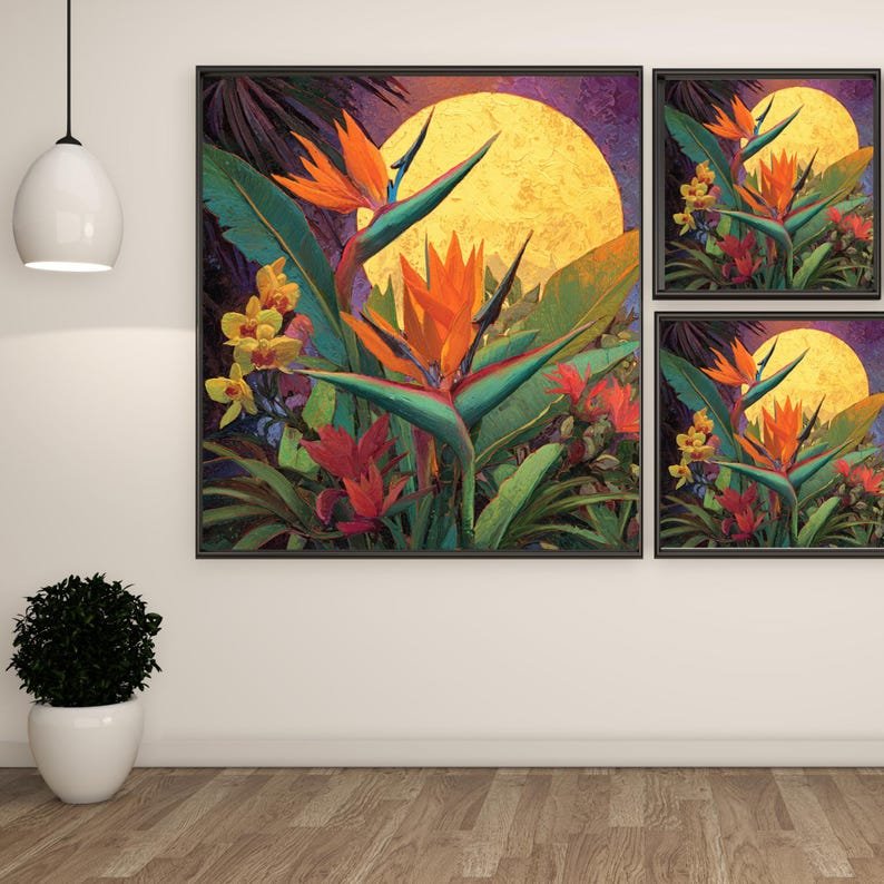 Bird of Paradise Wall Art, Canvas or Poster, Tropical Botanical Home Decor, Living Room Bedroom Office Wall Hanging, Exotic Flower Wall Art - Image 2
