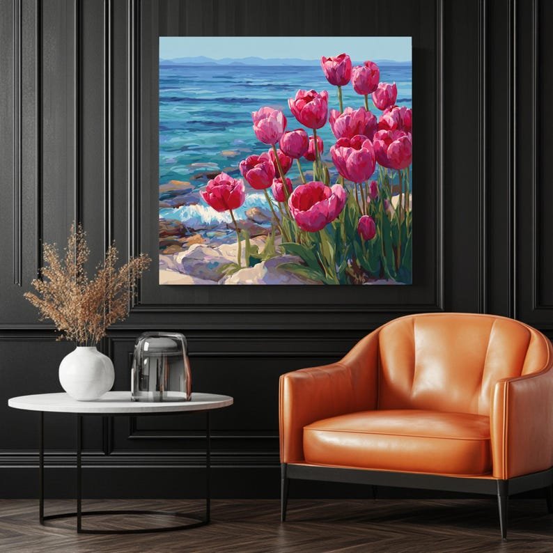 Pink Tulip Flower Wall Art ,Canvas Or Poster, Floral Wall Decor, Flower Canvas, Home Decor, Spring Floral, Bedroom Wall Art, Living Room Art - Image 3