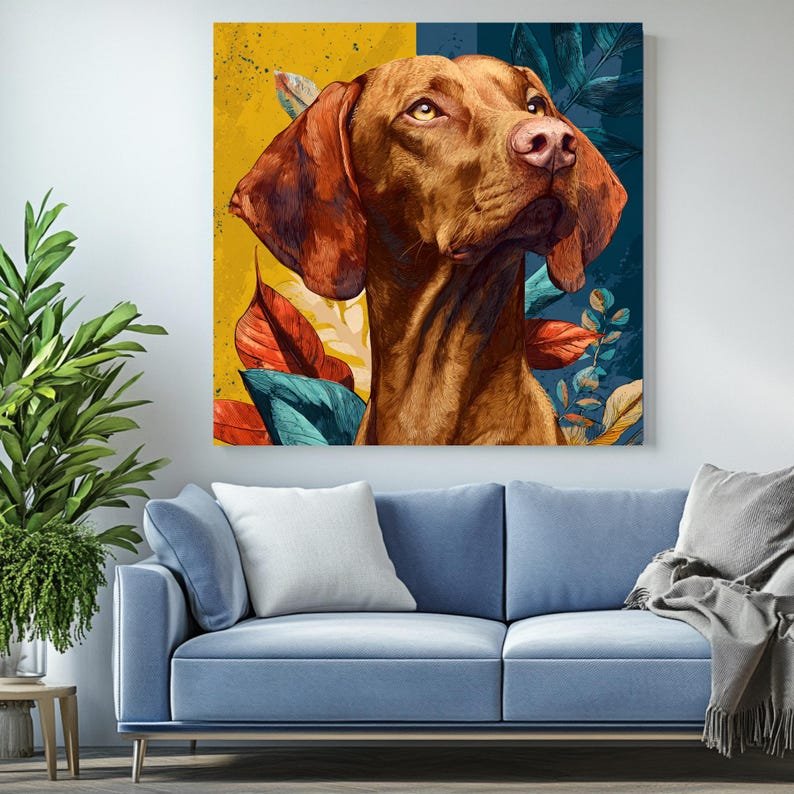 Vizsla Wall Art, Canvas or Poster, Hungarian Vizsla Art, Modern Pet Portrait, Colorful Dog Decor, Dog Lover Gift, Living Room Wall Hanging - Image 3