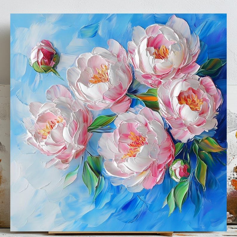 Peony Flower Wall Art, Canvas Or Poster, Soft Pink Floral Painting, Modern Botanical Artwork, Bedroom Living Room Wall Decor, Peony Wall Art