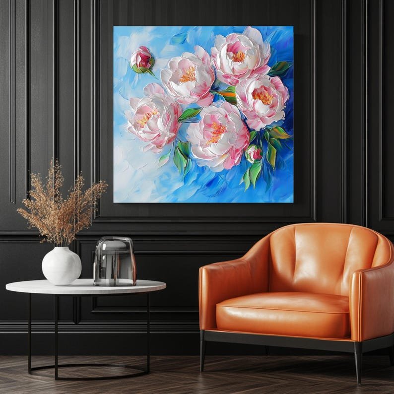 Peony Flower Wall Art, Canvas Or Poster, Soft Pink Floral Painting, Modern Botanical Artwork, Bedroom Living Room Wall Decor, Peony Wall Art - Image 3