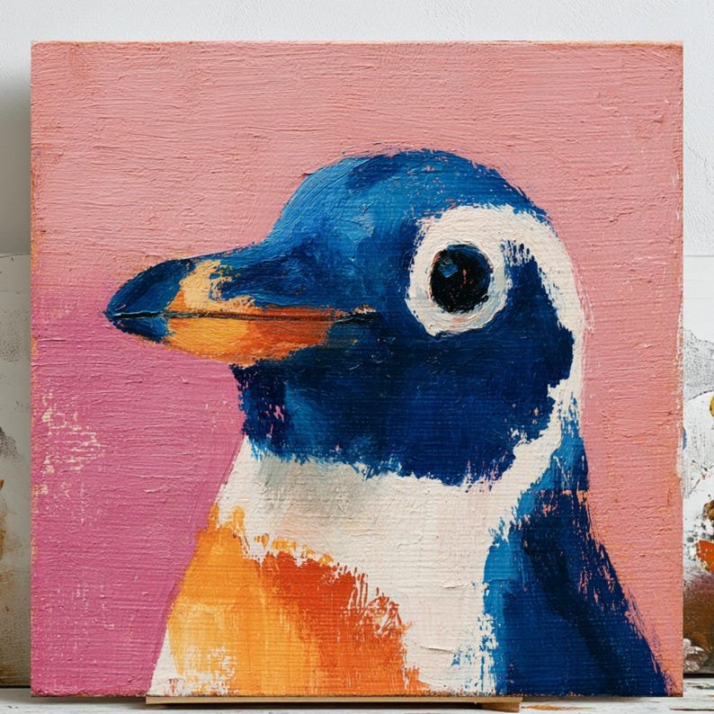 Penguin Wall Art, Canvas or Poster, Animal Decor, Kids Room Wall Art, Contemporary Home Decor, Whimsical Animal Art, Playful Wall Hanging