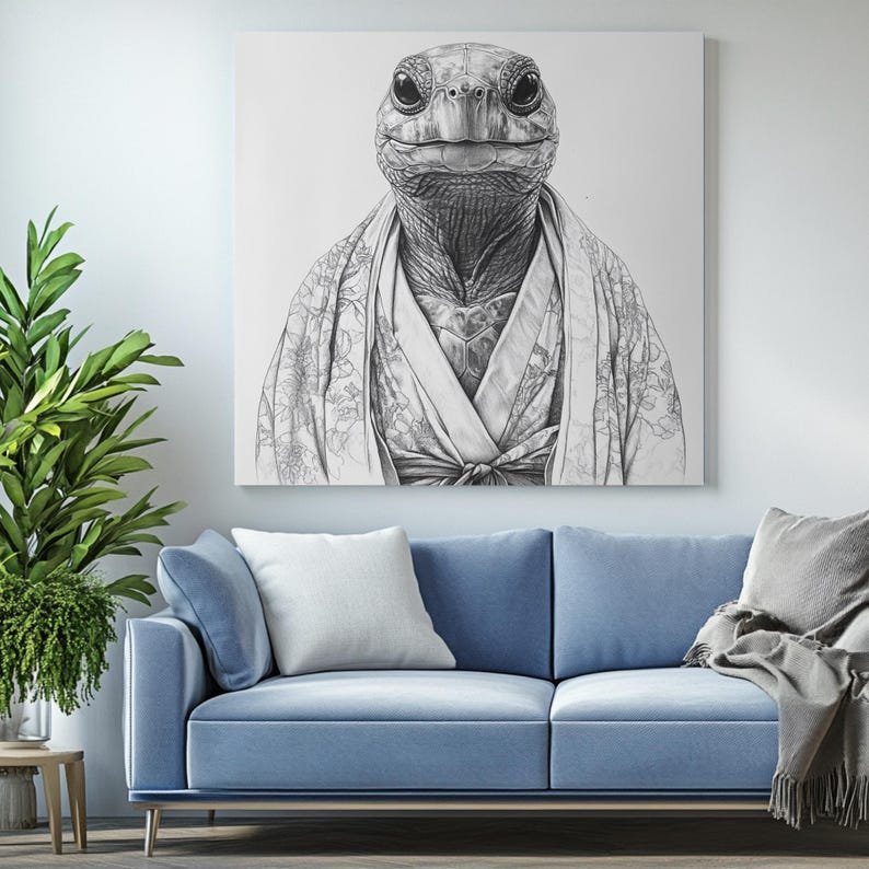 Turtle In Bathrobe Wall Art, Canvas Or Poster, Turtle Wall Decor, Bathroom Wall Decor, Funny Bathroom Art, Kids Bathroom Decor, Animal Decor - Image 4