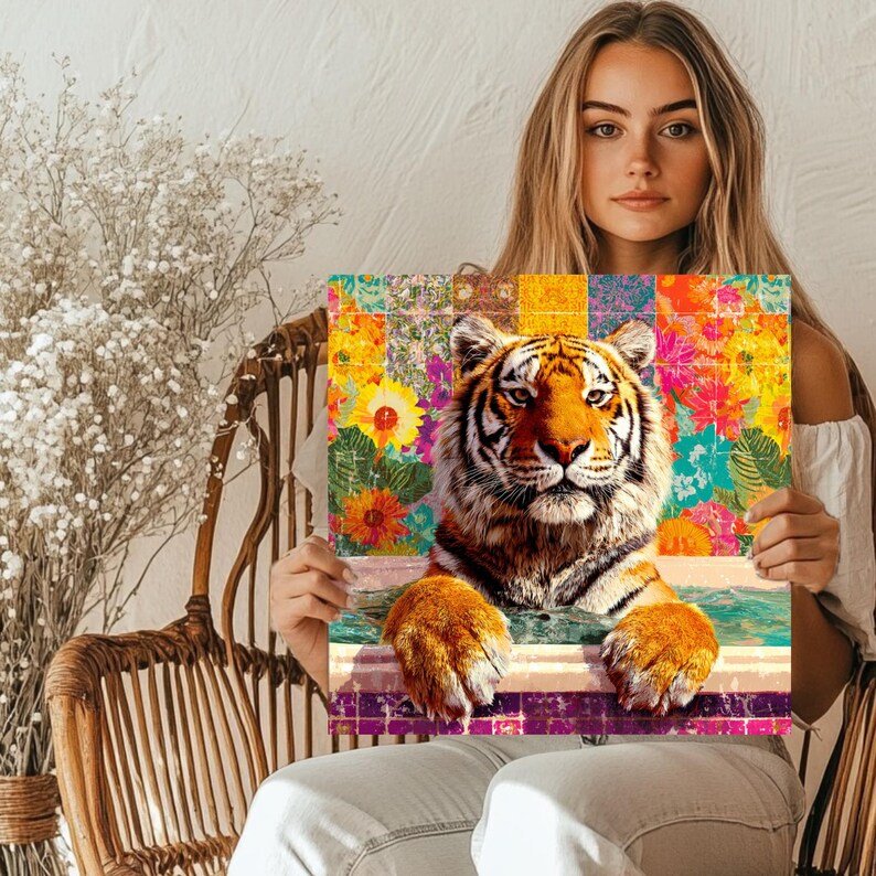Tiger In Bathtub , Canvas Or Poster , Bathroom Wall Decor, Nursery Wall Art, Bathroom Wall Art, Animal Decor, Tiger Decor, Tiger Wall Art - Image 5