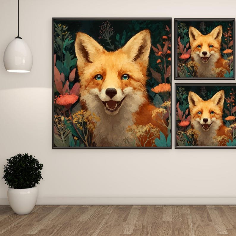 Fox Wall Art, Canvas Or Poster, Colorful Abstract Fox Painting, Modern Wildlife Decor, Living Room Wall Art,Vibrant Animal Art,Woodland Gift - Image 2
