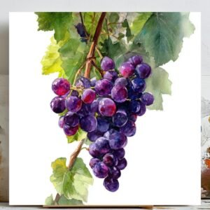 Grapes Wall Art, Canvas Or Poster, Kitchen Decor, Dining Room Decor, Fruit Wall Art, Rustic Wall Hanging, Vineyard Art, Grape Artwork