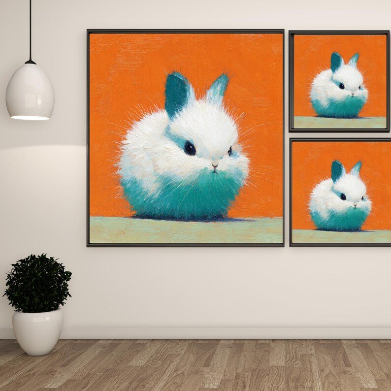 Bunny Wall Art, Canvas or Poster, Woodland Rabbit Nursery Decor, Baby Room Wall Print, Kids Bedroom Art, Easter Bunny, Woodland Animal Art - Image 2