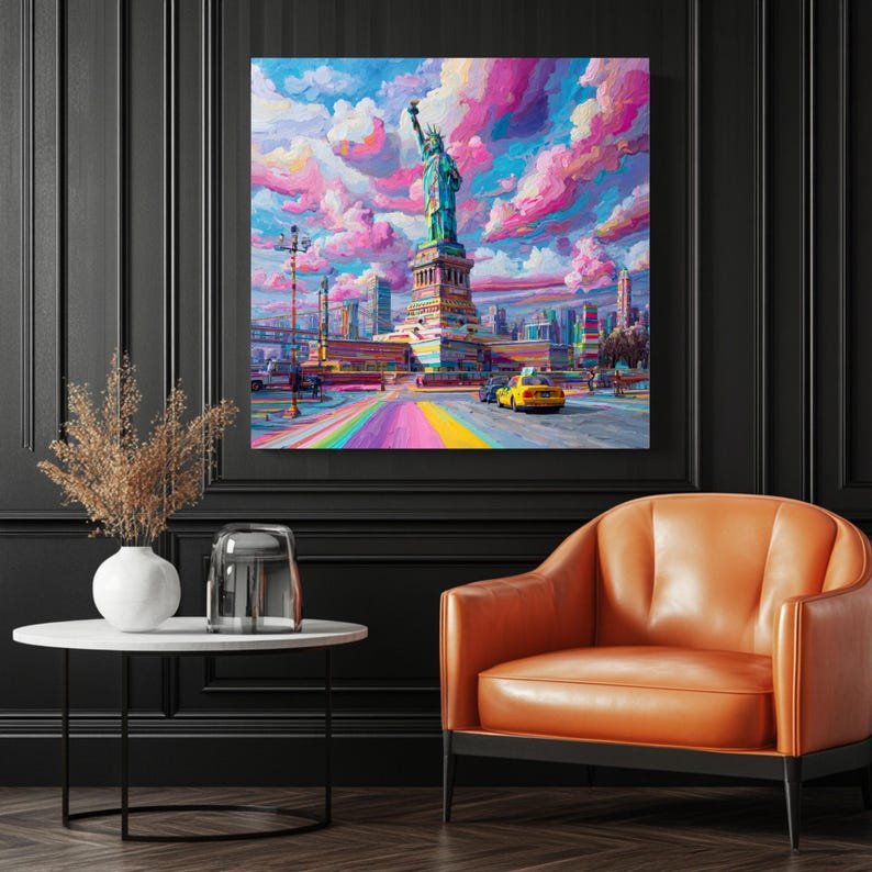 Statue of Liberty Wall Art, Canvas or Poster, City Decor, Living Room Decor, Contemporary Art, Home Wall Art, Whimsical Art, New York Art - Image 3