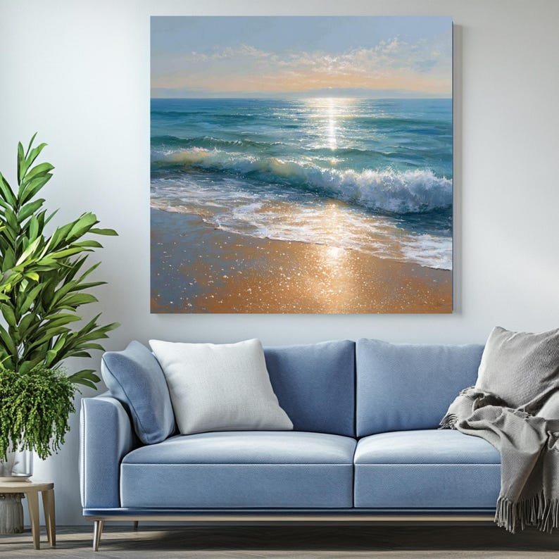 Beach Wall Art, Canvas Or Poster, Coastal Wall Decor, Living Room Decor, Home Decor, Beach House Art, Seascape Painting, Office Art - Image 3