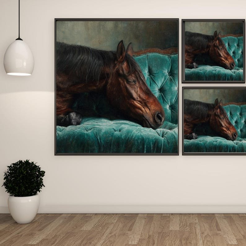 Sleeping Horse Wall Decor, Canvas Or Poster, Animal Wall Decor, Contemporary Design, Modern Wall Art, Horse Wall Hanging, Horse Canvas - Image 2