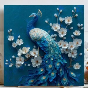 Peacock Wall Decor, Canvas or Poster, Bird Art, Contemporary Design, Elegant Animal Wall Art, Floral Peacock Poster Living Room Home Decor