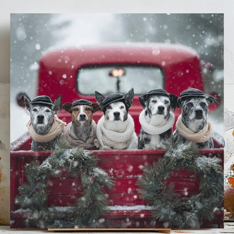 Funny Christmas Dog Art, Canvas Or Poster, Humorous Holiday Decor, Pet Wall Art, Kids Room Decor, Animal Wall Art, Living Room Bedroom Art