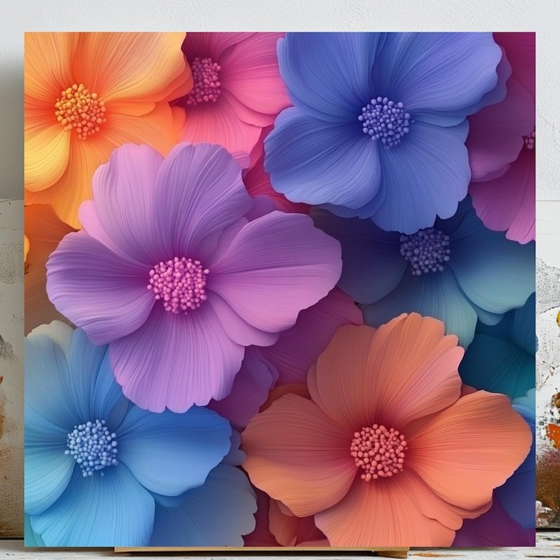 Abstract Floral Art Print: Colorful Rainbow Petals Poster