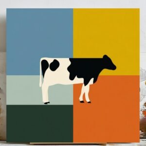 Cow Wall Art, Canvas Or Poster, Animal Decor, Living Room Decor, Contemporary Art, Home Wall Art, Minimalist Art, Unique Wall Hangings
