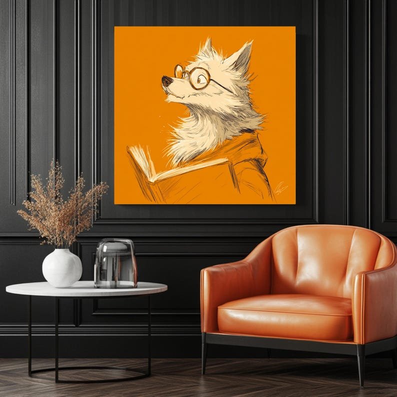 Reading Fox Wall Art, Canvas Or Poster, Nursery Wall Decor, Kids Reading Corner Art, Whimsical Animal Illustration, Home Decor, Fox Art - Image 3