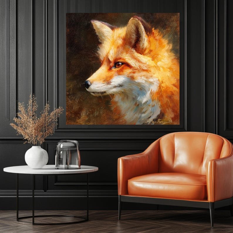 Red Fox Wall Art, Oil Painting Canvas or Poster, Woodland Animal Decor, Rustic Cabin Wall Art, Nature Lover Gift, Forest Wildlife Home Decor - Image 4