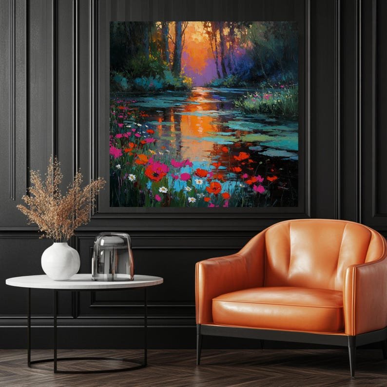 Floral River Wall Art, Canvas Or Poster, Nature Wall Decor, Impressionist Decor, Living Room Decor, Bedroom Wall Art, Landscape Wall Print - Image 4