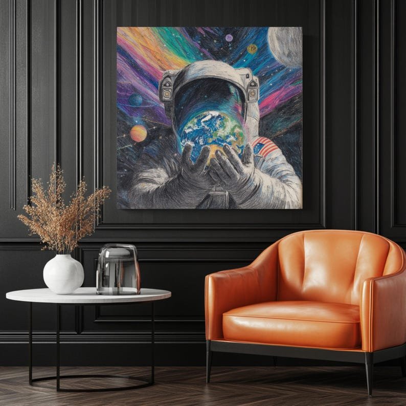 Astronaut Space Wall Art, Canvas or Poster, Galaxy Wall Decor, Cosmic Universe Artwork, Living Room Office Wall Hanging, Space Lover Gift - Image 3