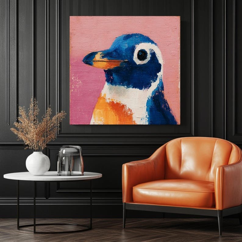 Penguin Wall Art, Canvas or Poster, Animal Decor, Kids Room Wall Art, Contemporary Home Decor, Whimsical Animal Art, Playful Wall Hanging - Image 3
