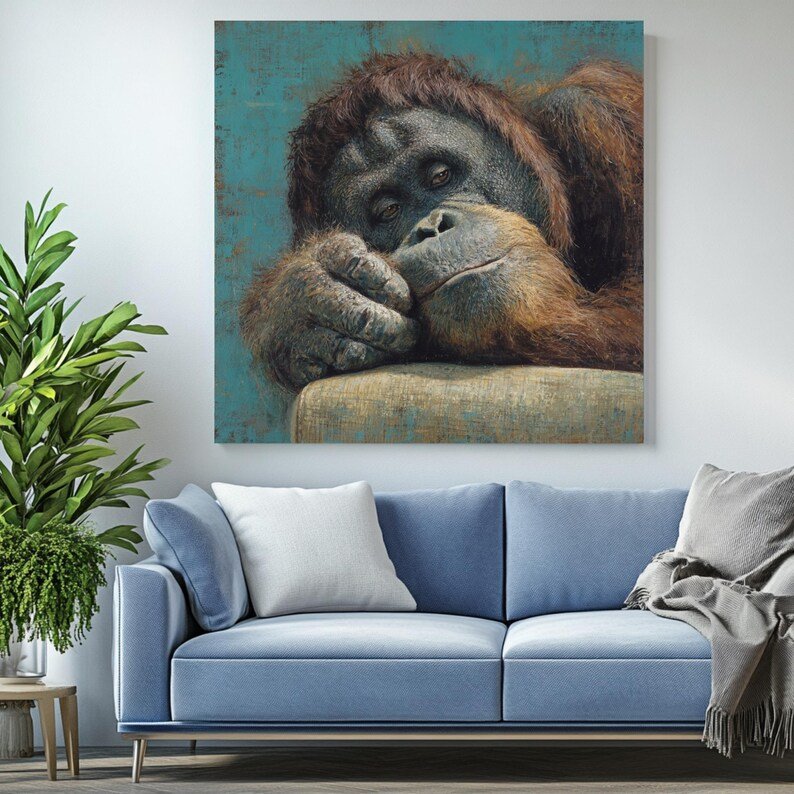 Orangutan Wall Art, Canvas or Poster, Animal Wall Hanging, Wildlife Wall Decor, Living Room Wall Art, Home Wall Decoration, Animal Decor - Image 4