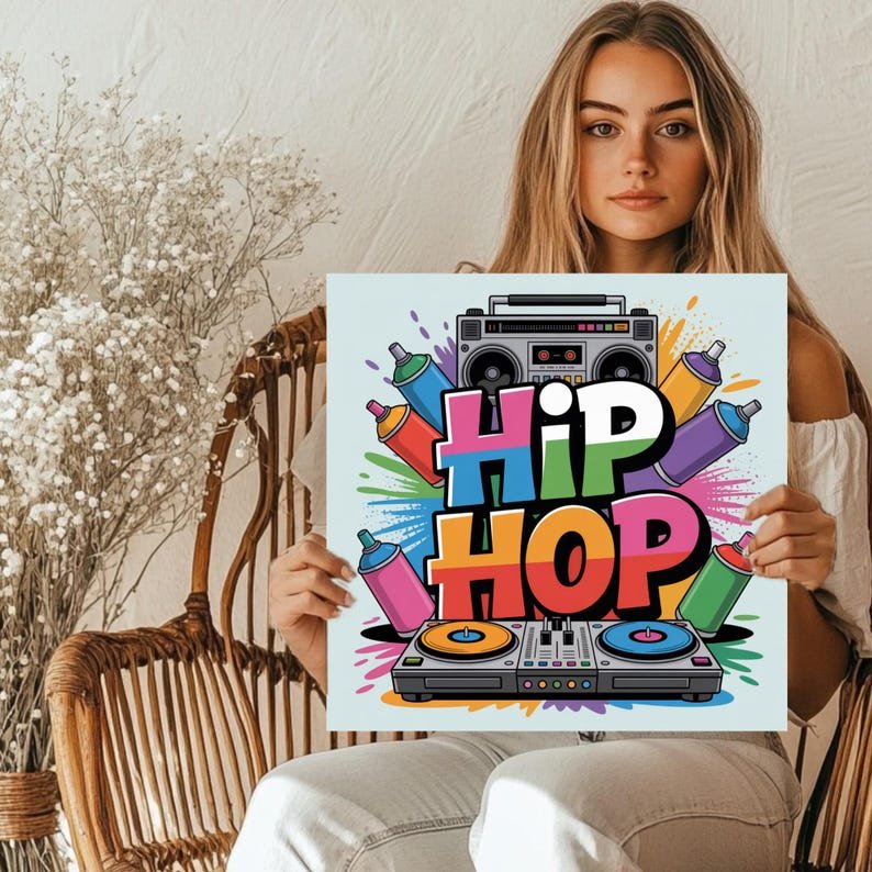 Graffiti Hip Hop Wall Art, Canvas or Poster, DJ Studio Room Decor, Modern Music Artwork, Home Wall Hanging, Vibrant Urban Theme,Art For Gift - Image 5