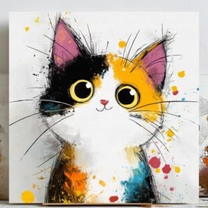 Calico Cat Wall Art, Canvas Or Poster, Kids Decor, Animal Decor, Living Room Decor, Office Decor, Cat Wall Hanging, Cat Art, Pet Portrait