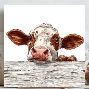 Cow Wall Art, Canvas Or Poster, Farmhouse Decor, Rustic Home Decor, Animal Print, Cow Gift, Kitchen Wall Art, Home Decor, Bedroom Wall Art